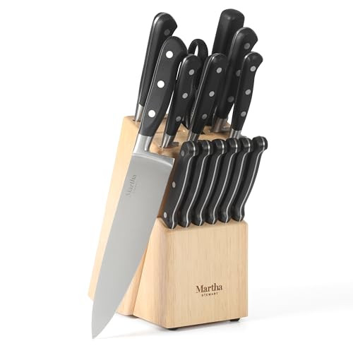 Martha Stewart Carverton 15-Piece Stainless Steel Knife Block Set