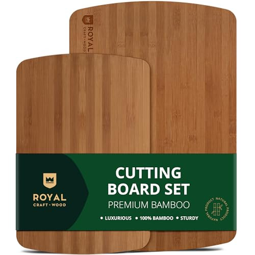 2-Piece Royal Craft Wood Wooden Cutting Board Set (Brown)