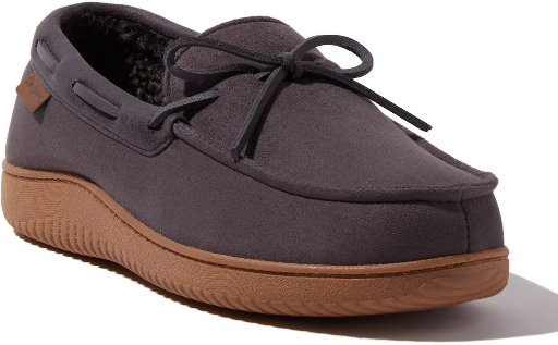 Dearfoams Men's Pierce Faux Suede Moccasin Slippers