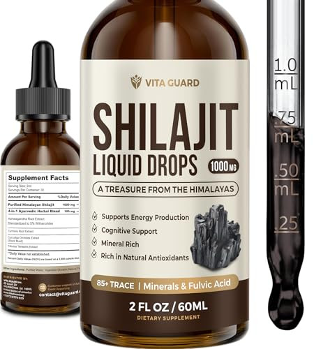 Himalayan Shilajit Liquid Drops 1000mg 30 Day Supply