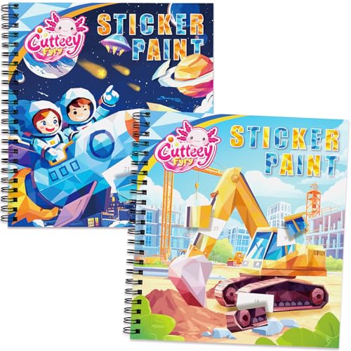 CutteeyFyry Kids' Travel Paint by Number Sticker Activity Book 2-Pack Deal