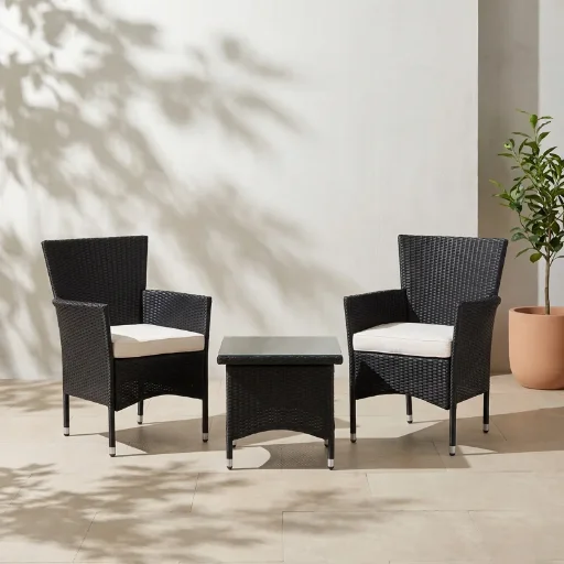 3-Piece Black Wicker Patio Bistro Set