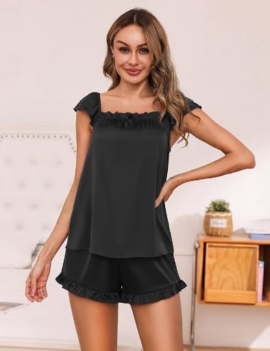 Satin Ruffled Pajama Set Deal