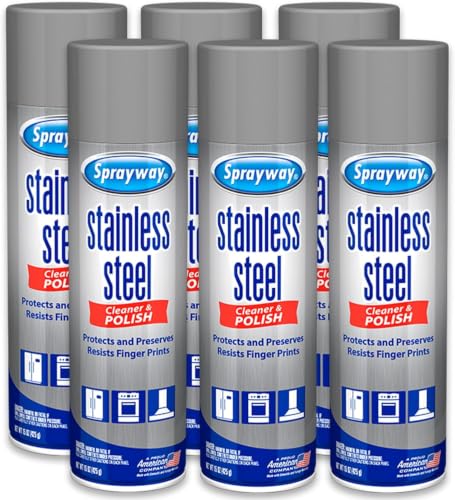 Sprayway Stainless Steel Cleaner Aerosol Spray, 6-Pack 15-Oz