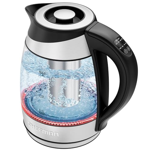 Chefman Electric Kettle with Temperature Control, Stainless Steel, 1.8 Liters