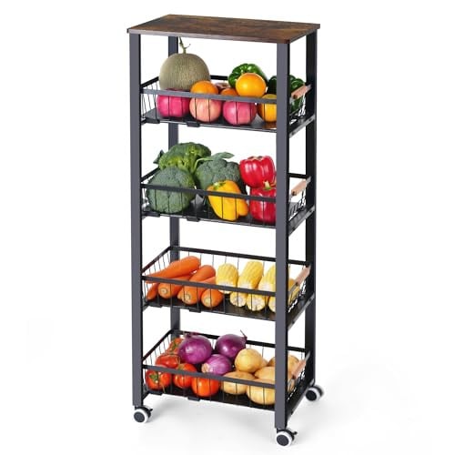Mythinglogic 5-Tier Rolling Fruit Vegetable Storage Cart Deal