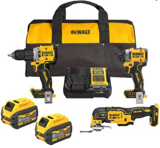 DEWALT 20V MAX 3-Tool Combo Kit with (2) FLEXVOLT 6.0 Ah Batteries