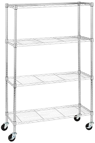 Amazon Basics 4-Shelf Adjustable Heavy Duty Storage Shelving Unit with Wheels 36" x 14" x 57.8" Deal