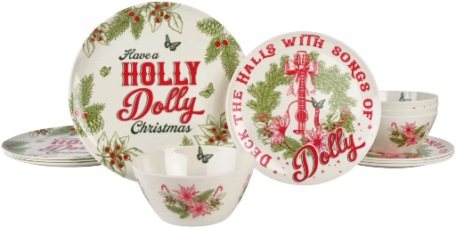 Holly Dolly 12-Piece Melamine Dinnerware Set Deal