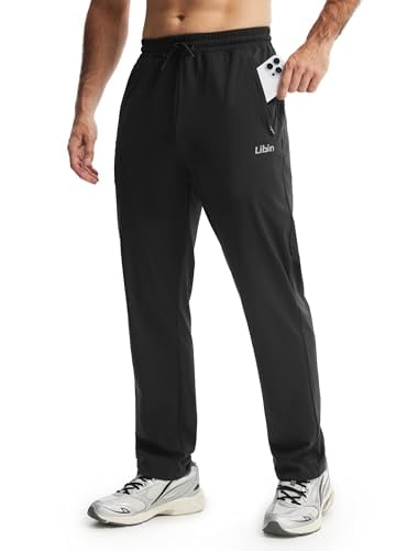 Libin Men's Sweatpants with 2 Zipper Pockets Stretch Joggers