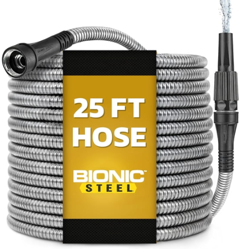 BIONIC STEEL Metal Garden Hose with Sprayer Nozzle 25ft Deal