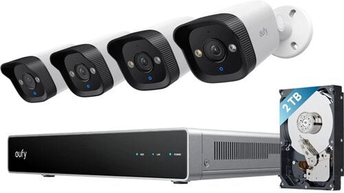 Eufy Security S4 8-Channel 2TB NVR with Four E40 4K Bullet Cameras Kit