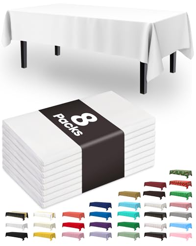 Pureegg Disposable Plastic Tablecloths 8-Pack