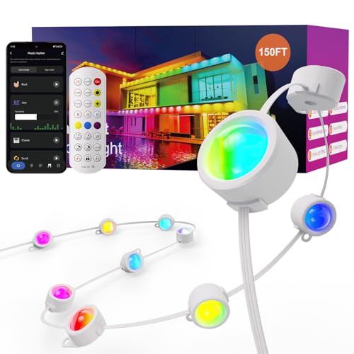 Fitop RGB Smart Permanent Outdoor String Lights 150'