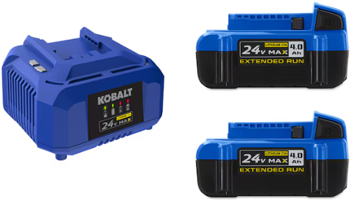 Kobalt 24V 2-Pack 4.0Ah Lithium-Ion Batteries w/ 85W Charger Deal