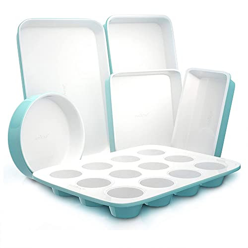 NutriChef 6-Piece Baking Pan Set (Turquoise)