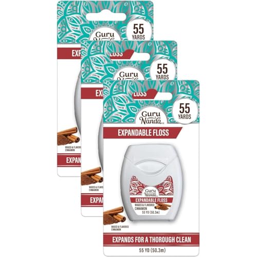 GuruNanda Dental Floss, Cinnamon, 3-Pack, Waxed, 55 Yards Deal