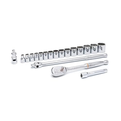 GEARWRENCH 19 Pc. 1/2" Drive 12 Pt. Standard Mechanics Tool Set, SAE