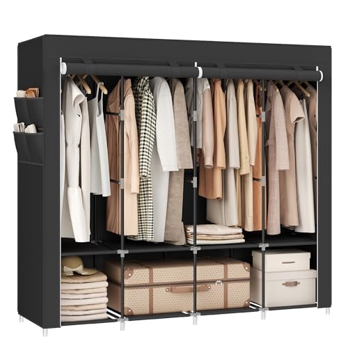 SONGMICS Portable Wardrobe Closet Organizer 66.9" Ink Black Deal