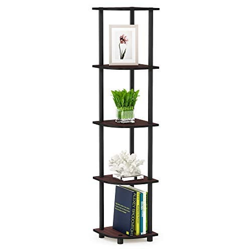 5-Tier 57.7" Furinno TURN-N-TUBE Corner Shelf (Dark Cherry/Black) Deal