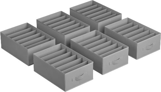 SONGMICS 6-Compartment Foldable Drawer Organizers 6-Pack Deal
