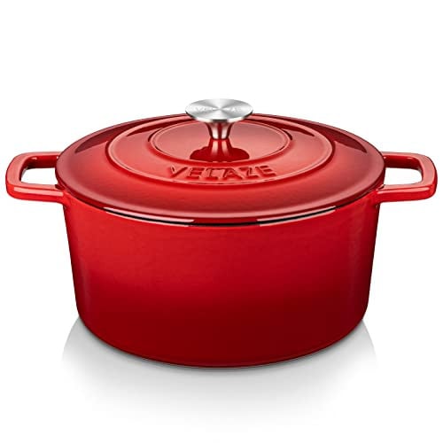 Velaze 6-Qt Round Enameled Dual Handles Cast Iron Dutch Oven w/ Lid Deal