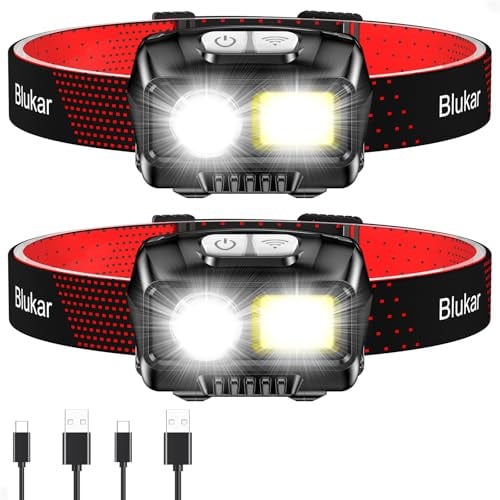Blukar 2-Pack 2000 Lumens Rechargeable LED Headlamps w/ Motion Sensor Deal