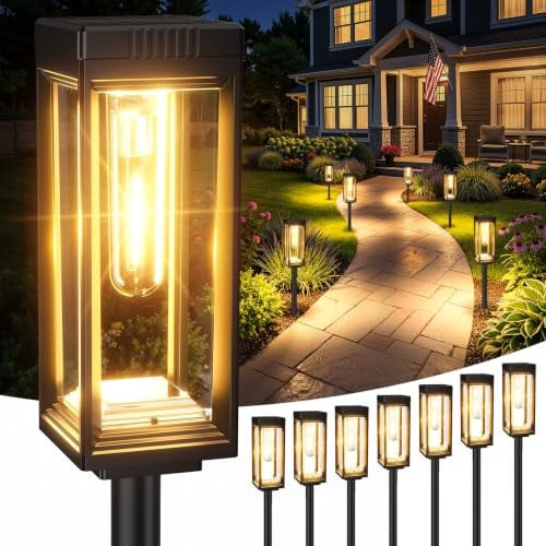 VICOUP Tall Solar Pathway Lights Outdoor (8 Pack) Deal