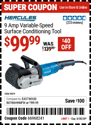 HERCULES 9 Amp Variable-Speed Surface Conditioning Tool Deal