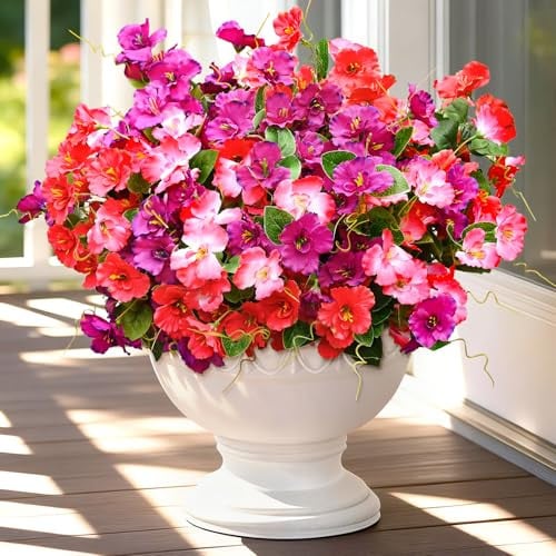 6 Bundles Artificial Flowers Realistic UV Resistant