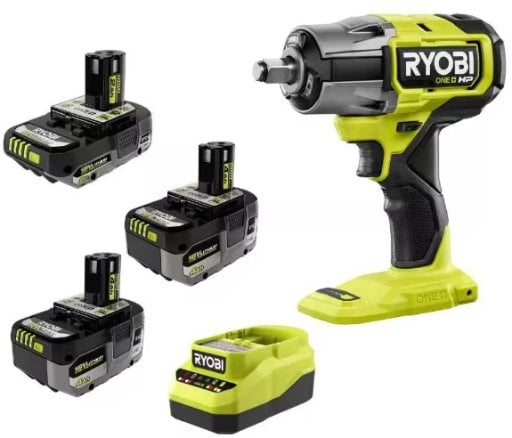 Ryobi ONE+ 18V HIGH PERFORMANCE Kit w/ FREE ONE+ Brushless 1/2" Impact Wrench