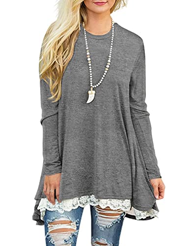 Women's Long Sleeve Tunic Top with Lace Deal