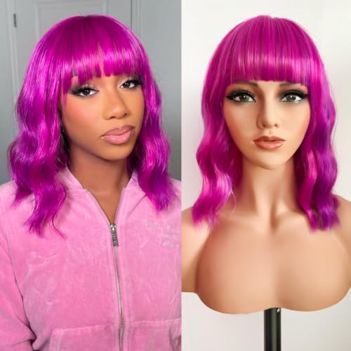 Pizazz Rose/Purple Short Bob Wig w/ Bangs