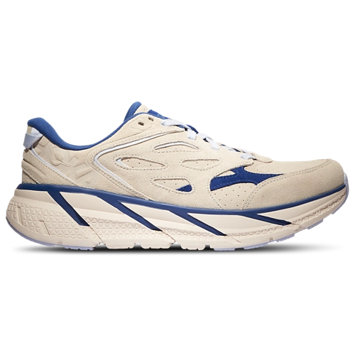 Hoka Men's Clifton L Suede Shoes (Bellwether Blue/Oat Milk)