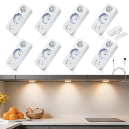 8 Pack USB Rechargeable Motion Sensor Puck Lights Deal