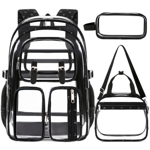3PCS Corduroy Clear Backpack for Girls with Lunch Bag, Strawberry Deal