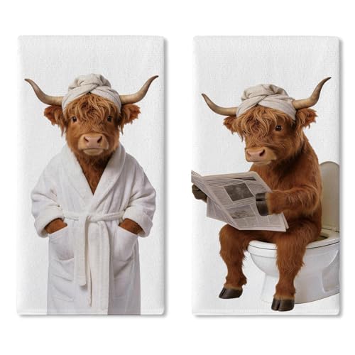 Highland Cow Bathroom/Dish Towel Set of 2