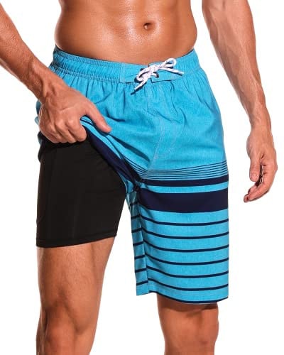 Men’s Swim Trunks with Compression Liner 9″ Deal