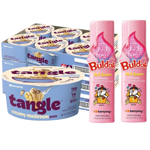 Samyang Tangle Creamy Mushroom Pasta Big Bowls & Buldak Carbonara Sauce 20-Pack Deal