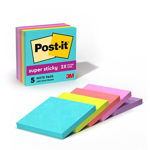 Post-it Super Sticky Notes, 5 Pads, 3 x 3 in, Supernova Neons Deal