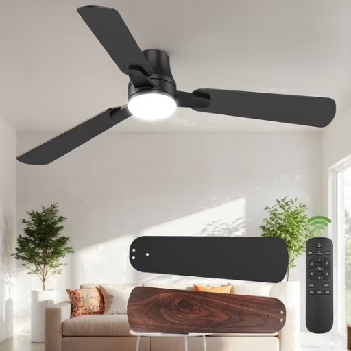 SZRSTH Ceiling Fan with Lights 52/42 inch Flush Mount Modern with Remote