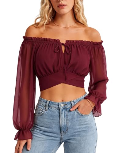 Scarlet Darkness Off the Shoulder Crop Tops Deal