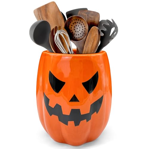 Ceramic Halloween Pumpkin Utensil Holder