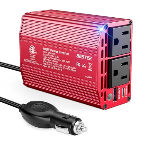 BESTEK 400W Car Power Inverter 12V to 110V Car Charger Plug Adapter [Red] Deal