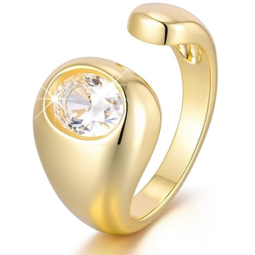 Chunky Gold Rings for Women 14K Gold-Plated Open Ring Deal
