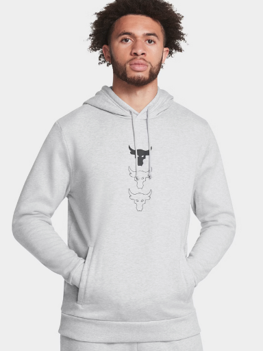 Under Armour Men's Project Rock Rival Fleece Hoodie Mod Gray Medium Heather / Black Deal