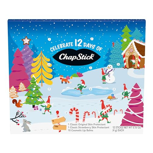 ChapStick Holiday 12 Day Advent Calendar Lip Balm Gift Set (12 Flavors)