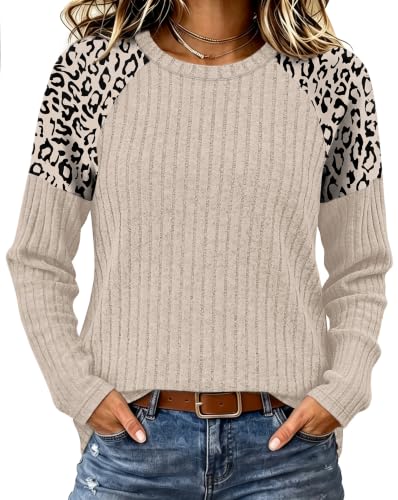 WIHOLL Raglan Leopard Print Tops Deal