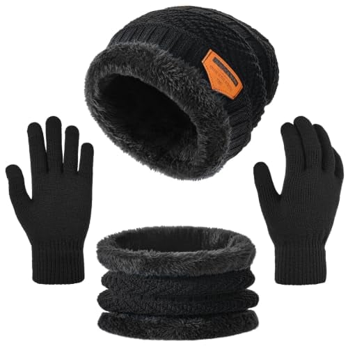 Kids Beanie Hat, Scarf & Gloves 3-Piece Set
