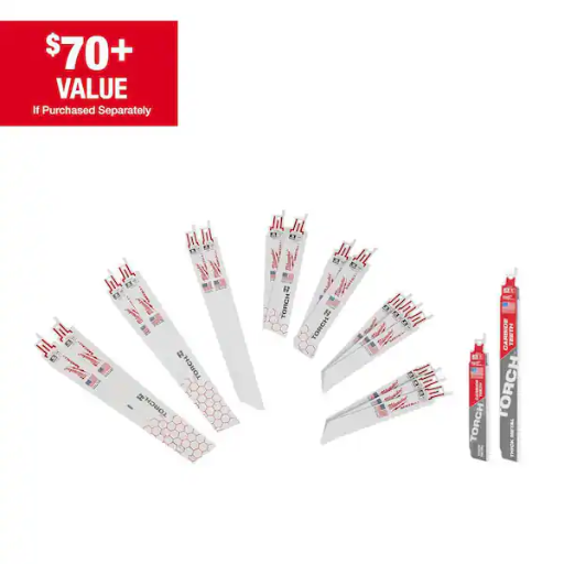 Milwaukee SAWZALL Metal Cutting Bi-Metal Reciprocating Saw Blade Set 16-Piece + 2 Carbide Blades